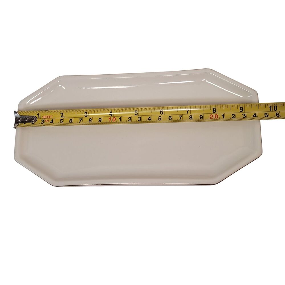 Kassatex St. Honore Rectangular Porcelain Tray With Gold Trim Bath Accessories - Picture 7 of 11